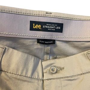 Lee regular fit straight leg mid rise flex motion khaki pants
